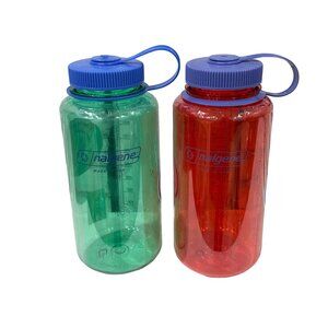 Nalgene 2-PACK Wide Mouth Water Bottles 32oz  (Pastel Green & Marmalade)